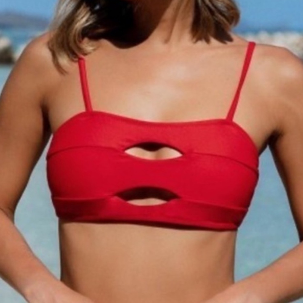 Popvil Red Bandeau Bikini Top